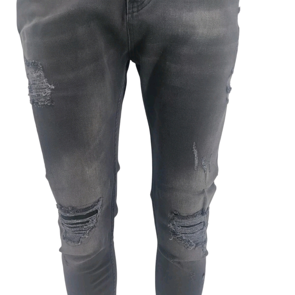 Men's Slim Straight Distressed Jeans - Black
